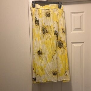 H&M Yellow Floral A-Line Skirt